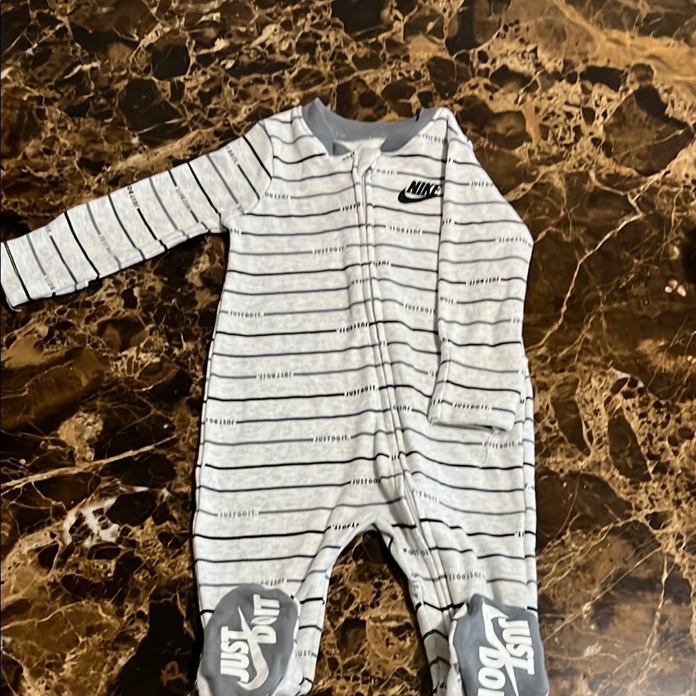Nike Gray Footies One Piece with Classic Design